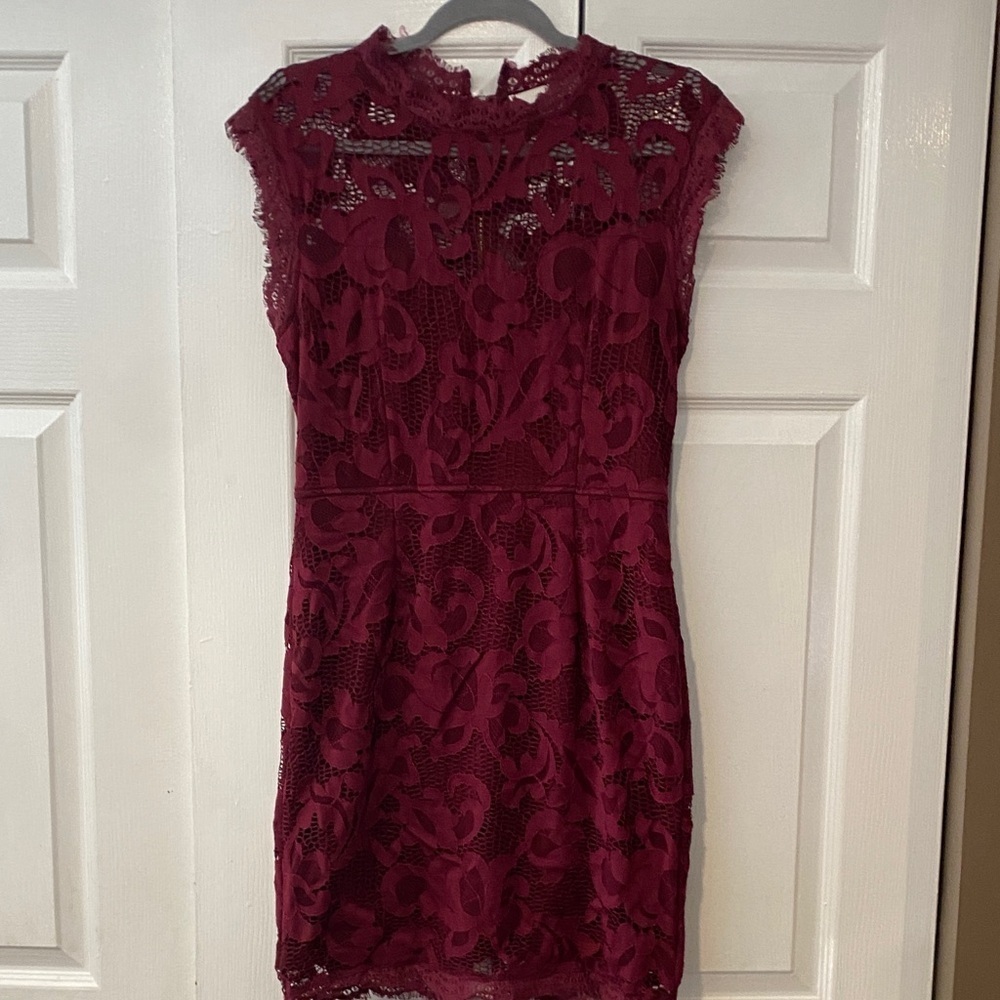 Sans Souci Burgundy Lace Mini Dress